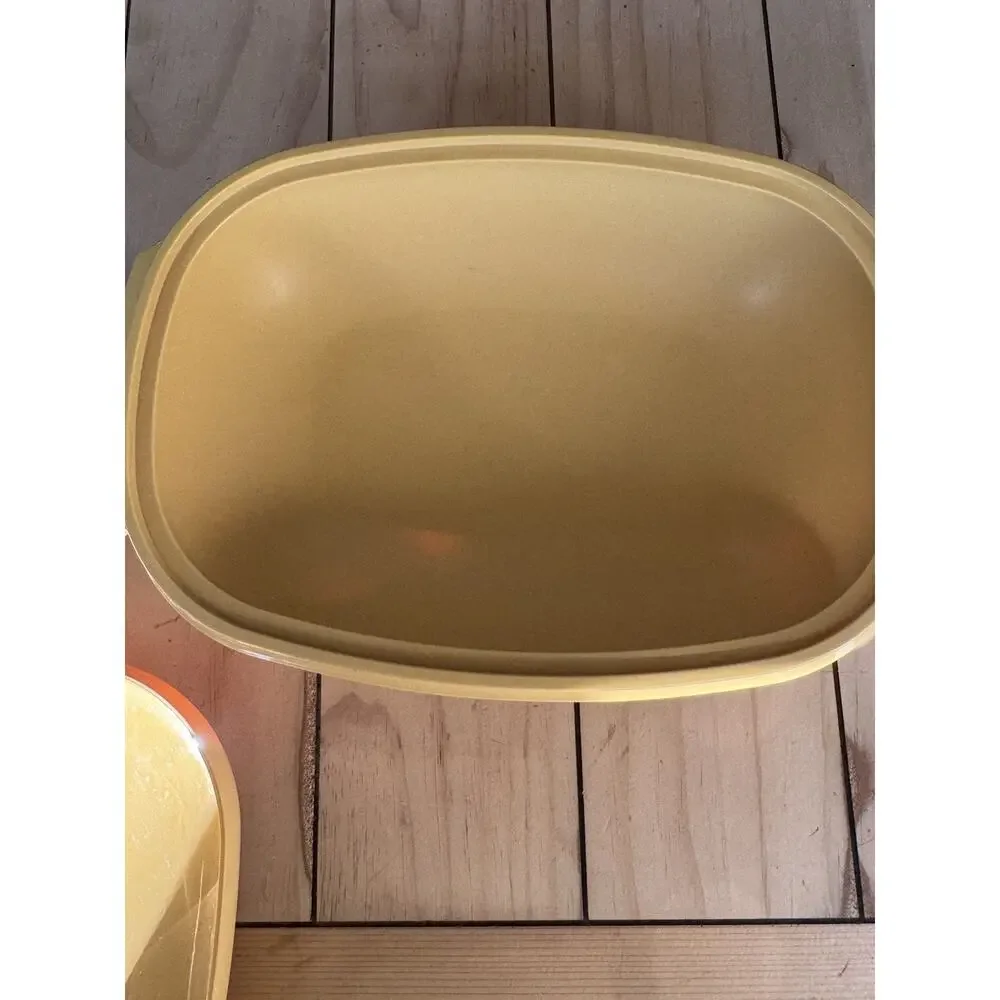 Vintage Tupperware Lettuce Crisper Harvest Gold Produce Keeper Colander Insert